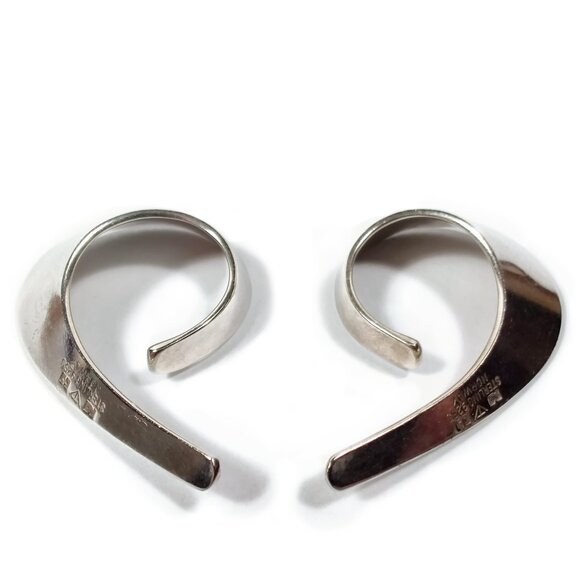 Documented TONE VIGELAND Norwegian Sterling Silver Iconic Sling Slynge Earrings - Picture 4 of 9